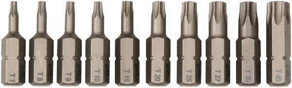 Wiha - 10 Piece, 1/4" Drive Screwdriver Insert Bit Set - T7 to T40 Torx - Americas Industrial Supply