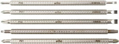Wiha - 5 Piece, 6mm Drive Screwdriver Bit Set - #0 to #2 Phillips, #1 & #2 Pozidriv, #1 & #2 Square Recess, 3, 4 & 6mm Slotted - Americas Industrial Supply