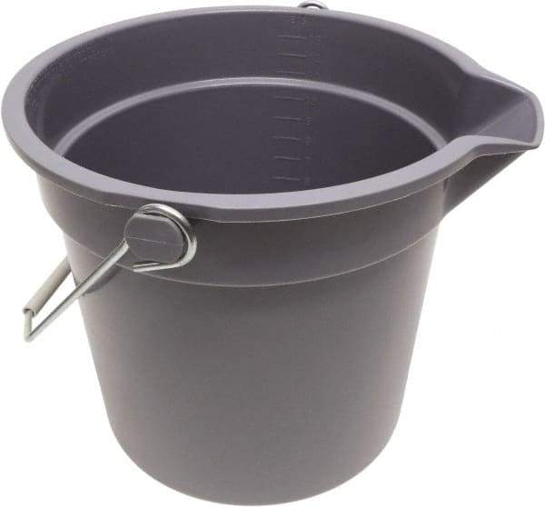 O-Cedar - 14 Qt, 11" High, Plastic Round Gray Single Pail with Pour Spout - Handle Included, 12" Top Diam - Americas Industrial Supply