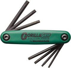Bondhus - 7 Piece T7 to T25 Fold-Up Torx Key Set - 7, 8, 9, 10, 15, 20, 25 Torx Size - Americas Industrial Supply