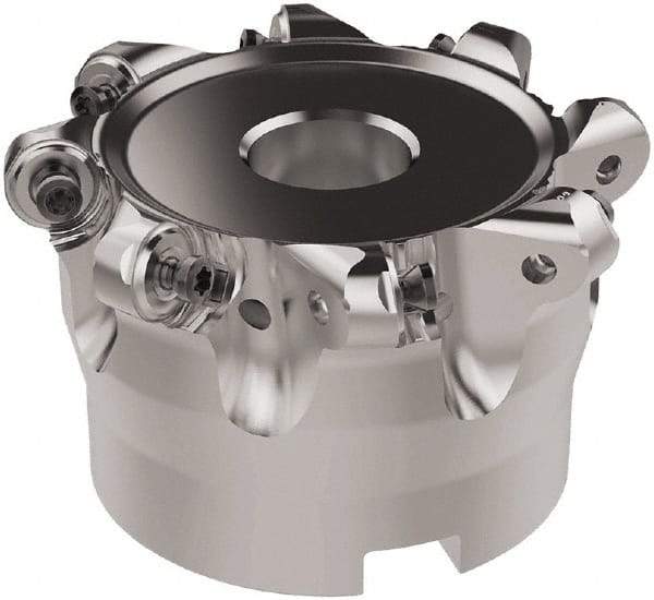 Seco - 80mm Cut Diam, 6mm Max Depth, 27mm Arbor Hole, 8 Inserts, RNMU12.. Insert Style, Indexable Copy Face Mill - R220.28 Cutter Style, 10,000 Max RPM, 50mm High, Through Coolant, Series R220 - Americas Industrial Supply