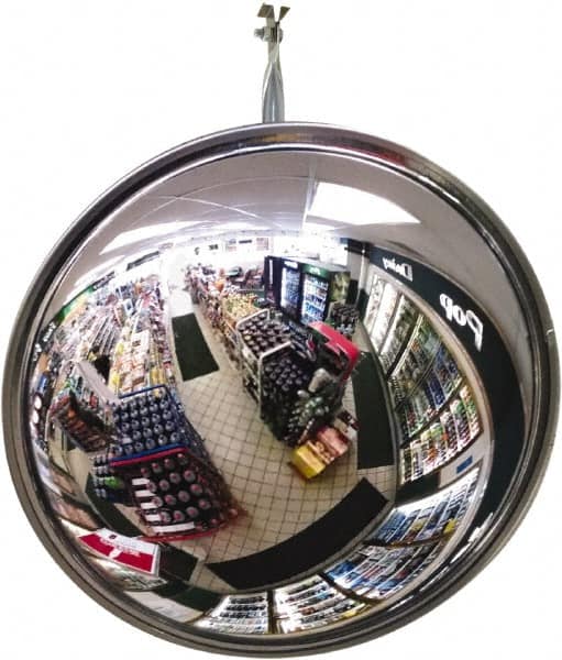Se-Kure Domes&Mirrors - Indoor Round Convex Safety, Traffic & Inspection Mirrors - Acrylic Lens, Hardboard Backing, 16" Diam, 48' Max Covered Distance - Americas Industrial Supply