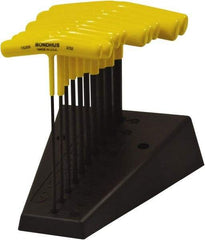 Bondhus - 10 Piece, T-Handle Cushion Grip Hex Key Set - 3/32 to 3/8" Range, 6" OAL, Protanium High Torque Steel - Americas Industrial Supply