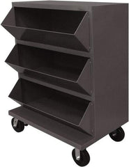 Durham - 2,400 Lb Capacity, 24" Wide x 36" Long x 49-1/4" High Storage Bin Cart - 3 Slot, Steel, 2 Rigid/2 Swivel Casters - Americas Industrial Supply