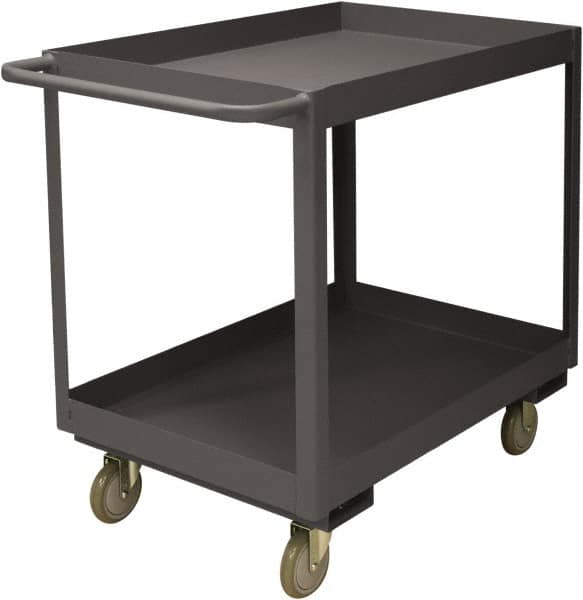 Durham - 3,600 Lb Capacity, 24" Wide x 36" Long x 39-1/16" High Service Cart - 2 Shelf, Steel, 2 Rigid/2 Swivel Casters - Americas Industrial Supply