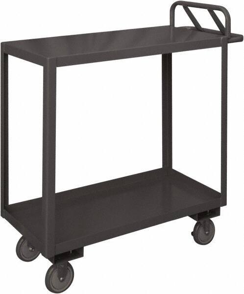 Durham - 1,200 Lb Capacity, 18" Wide x 36" Long x 37-5/8" High Service Cart - 2 Shelf, Steel, 2 Rigid/2 Swivel Casters - Americas Industrial Supply
