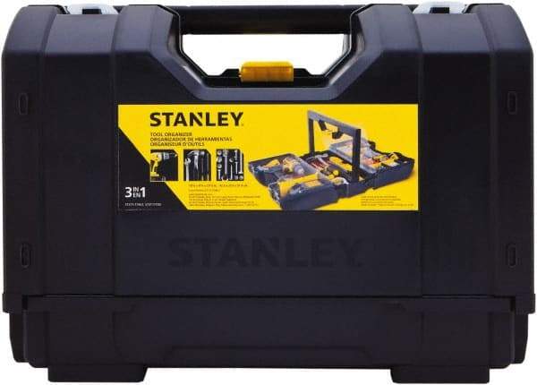 Stanley - 15 Compartment 1 Tray Tool Organizer - 9" Wide x 18-7/8" Deep x 12" High, Plastic, Black/Yellow - Americas Industrial Supply