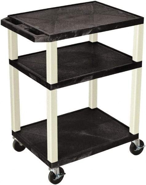 Luxor - 300 Lb Capacity, 24" Wide x 18" Long x 34" High Standard Utility Cart - 3 Shelf, Plastic - Americas Industrial Supply