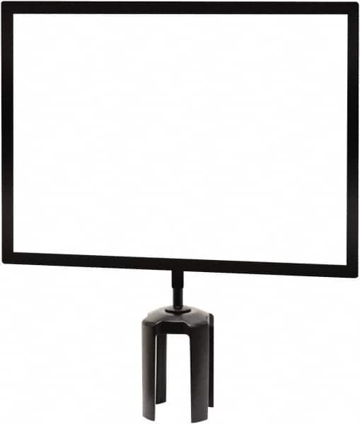 Tensator - 14" High x 11" Long x 7/8" Wide Barrier Sign Frame - Steel, Black Powdercoat Finish, Bright Gold, Use with Tensabarrier - Americas Industrial Supply