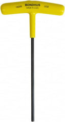Bondhus - 5/32" Hex, T-Handle Cushion Grip, Hex Key - 6" OAL, Protanium High Torque Steel, Inch System of Measurement - Americas Industrial Supply