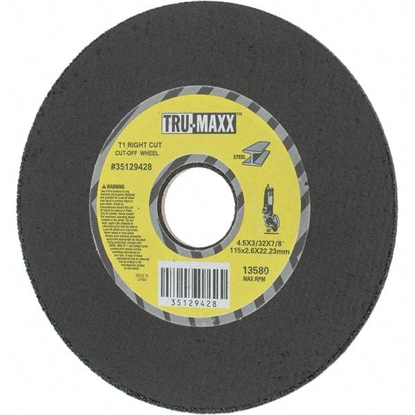 Tru-Maxx - 4-1/2" Aluminum Oxide Cutoff Wheel - 0.0938" Thick, 7/8" Arbor, Use with Portable Tools - Americas Industrial Supply