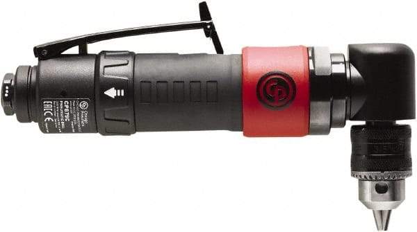 Chicago Pneumatic - 3/8" Reversible Keyed Chuck - Right Angle Handle, 2,000 RPM, 0.3 hp, 90 psi - Americas Industrial Supply