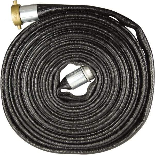 Dixon Valve & Coupling - 1-1/2" ID, 200 Working psi, Black Nitrile Fire Hose - Male x Female NST (NH) Ends, 100' Long, 600 Burst psi - Americas Industrial Supply
