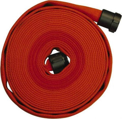 Dixon Valve & Coupling - 1-1/2" ID, 225 Working psi, Orange Polyester/Rubber Fire Hose, Single Jacket - Male x Female NPSH Ends, 50' Long, 675 Burst psi - Americas Industrial Supply
