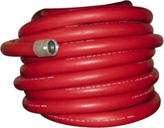 Dixon Valve & Coupling - 1-1/2" ID, 225 Working psi, Red Polyester/Rubber Fire Hose, Single Jacket - Male x Female NPSH Ends, 50' Long, 675 Burst psi - Americas Industrial Supply