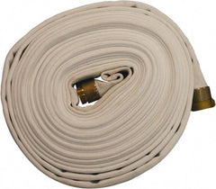 Dixon Valve & Coupling - 1-1/2" ID, 225 Working psi, White Polyester Fire Hose - Male x Female NST (NH) Ends, 100' Long, 675 Burst psi - Americas Industrial Supply