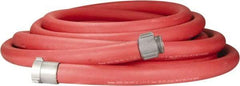 Dixon Valve & Coupling - 1-1/2" ID, 225 Working psi, Red Polyester/Rubber Fire Hose, Single Jacket - Male x Female NST (NH) Ends, 50' Long, 675 Burst psi - Americas Industrial Supply