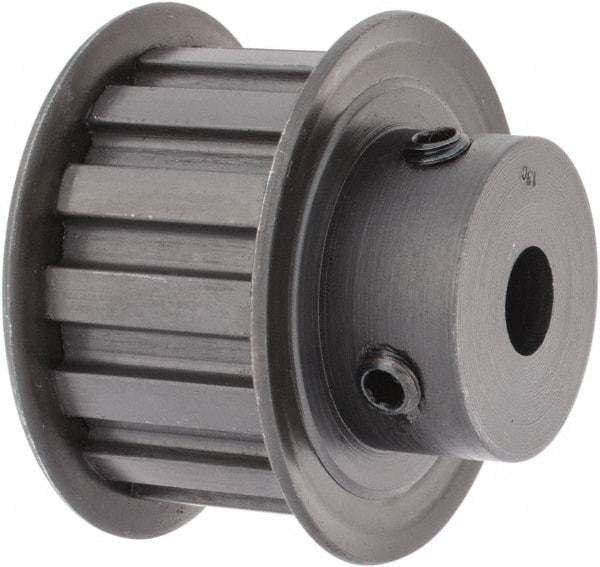 Power Drive - 14 Tooth, 3/8" Inside x 1.641" Outside Diam, Timing Belt Pulley - 3/4" Belt Width, 1.671" Pitch Diam, Steel & Cast Iron - Americas Industrial Supply