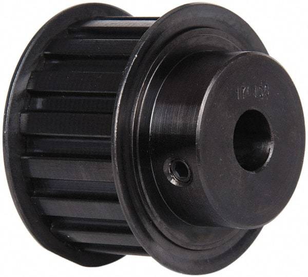 Power Drive - 17 Tooth, 1/2" Inside x 2" Outside Diam, Timing Belt Pulley - 1" Belt Width, 2.029" Pitch Diam, Steel & Cast Iron - Americas Industrial Supply
