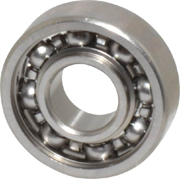 Value Collection - 3/64" Bore Diam, 5/32" OD, Open Miniature Radial Ball Bearing - 1/16" Wide, 1 Row, Round Bore, 9 Lb Static Capacity, 31 Lb Dynamic Capacity - Americas Industrial Supply