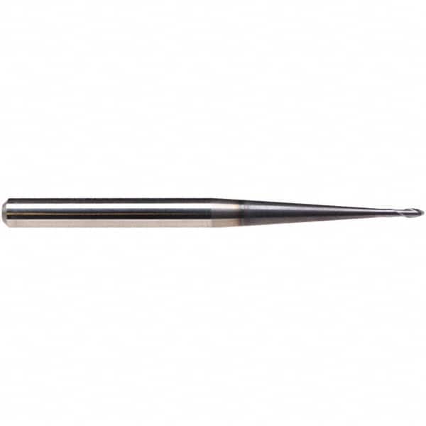 Emuge - 3/32" Diam, 1/8" LOC, 2 Flute Solid Carbide Ball End Mill - TiAlN Finish, Single End, 3-1/2" OAL, 1/4" Shank Diam, Ball Flute - Americas Industrial Supply