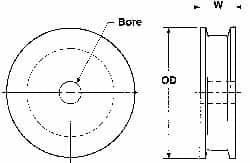 Poly Hi Solidur - 1/4" Bore, 5-1/2" Outside Diam, Finished Bore Flat Belt Pulley - 1-1/2" Wide - Americas Industrial Supply
