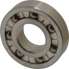 Made in USA - 3/8" Bore Diam, 7/8" OD, Open Precision Ground Radial Ball Bearing - 7/32" Wide, 1 Row, Round Bore, 99 Lb Static Capacity, 126 Lb Dynamic Capacity - Americas Industrial Supply