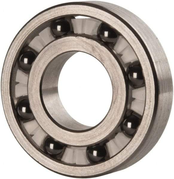 Made in USA - 1/2" Bore Diam, 1-1/8" OD, Open Precision Ground Radial Ball Bearing - 1/4" Wide, 1 Row, Round Bore, 129 Lb Static Capacity, 165 Lb Dynamic Capacity - Americas Industrial Supply