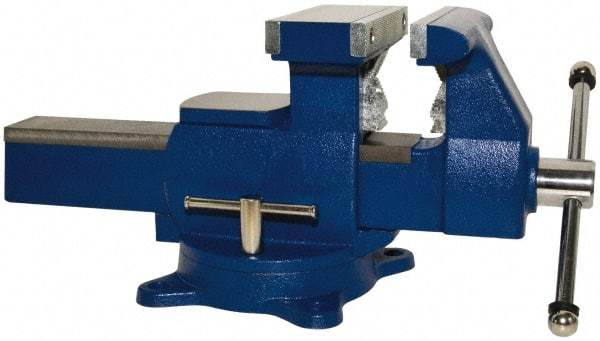 Yost Vises - 8" Jaw Width x 8-1/2" Jaw Opening Capacity, 4-3/4" (Regular) Throat Depth, Bench & Pipe Combination Vise - 1/8 to 4-1/2" Pipe Capacity, Swivel Base, Bolt Down Attachment, Ductile Iron - Americas Industrial Supply