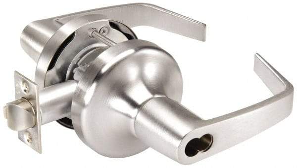 Yale - Grade 1 Entrance Lever Lockset for 1-3/4" Thick Doors - 2-3/4" Back Set, SFIC Cylinder, Cast Zinc/Cold Forged Brass, Satin Chrome Finish - Americas Industrial Supply