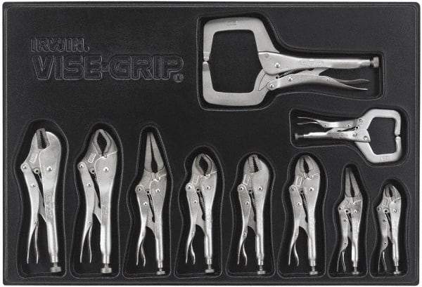 Irwin - 10 Piece Locking Plier Set - Comes in Plastic Tray - Americas Industrial Supply
