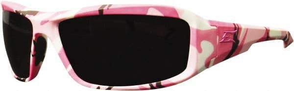 Edge Eyewear - Smoke Lenses, Framed Safety Glasses - Scratch Resistant, White, Pink, Black Nylon Frame, Size Universal, Wrap Around - Americas Industrial Supply