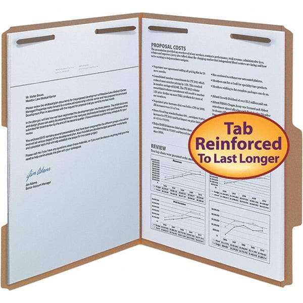 SMEAD - 11-5/8 x 9-15/16", Letter Size, Kraft, File Folders with Top Tab - 11 Point Stock, Right of Center Tab Cut Location - Americas Industrial Supply