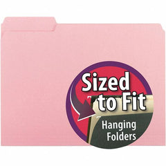 SMEAD - 11-5/8 x 9-3/16", Letter Size, Pink, File Folders with Top Tab - 11 Point Stock, 1/3 Tab Cut Location - Americas Industrial Supply