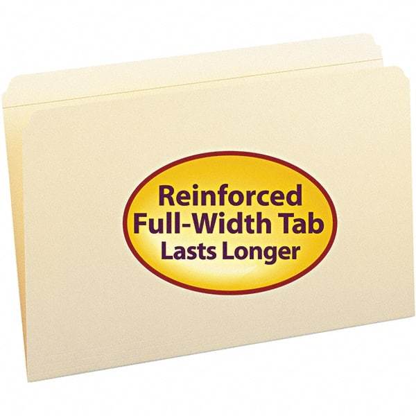 SMEAD - 14-5/8 x 9-1/2", Legal, Manila, File Folders with Top Tab - 11 Point Stock, Straight Tab Cut Location - Americas Industrial Supply