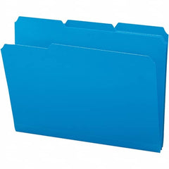 SMEAD - 11-5/8 x 9-1/2", Letter Size, Blue, File Folders with Top Tab - Assorted Tab Cut Location - Americas Industrial Supply