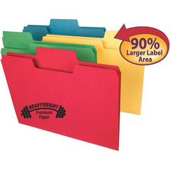SMEAD - 11-5/8 x 9-1/2", Letter Size, Assorted Colors, File Folders with Top Tab - 14 Point Stock, Assorted Tab Cut Location - Americas Industrial Supply