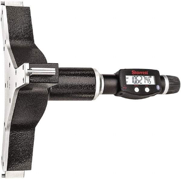 Starrett - 10" to 11", IP67, Carbide Face Electronic Inside Micrometer - 0.00005" Resolution, 0.00035" Accuracy, 4-5/8" Gage Depth - Americas Industrial Supply