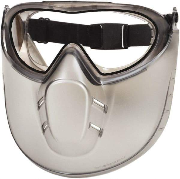 PYRAMEX - Size Universal, Clear Polycarbonate Anti-Fog & Scratch Resistant Lens, Goggles with Face Shield - Indirect Vent, Black PVC/Polycarbonate Frame, Over the Glass Style - Americas Industrial Supply