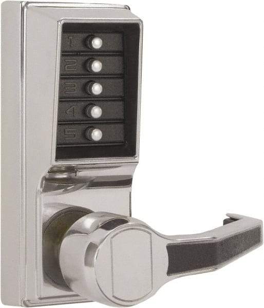 Kaba Access - Combination Entry Lever Lockset - 2-3/4" Back Set, No Cylinder, Zamak3, Satin Chrome Finish - Americas Industrial Supply