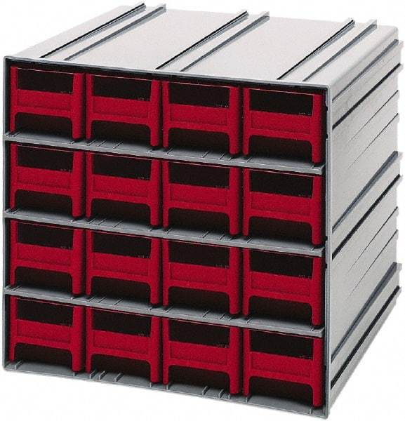 Quantum Storage - 16 Drawer, 16 Compartment, Small Parts Drawer Cabinet System - 11-3/8" Deep x 11-3/4" Wide x 11" High - Americas Industrial Supply
