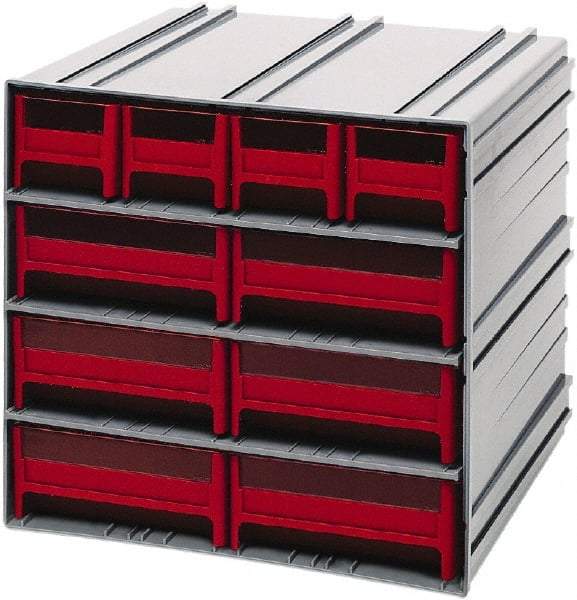 Quantum Storage - 10 Drawer, 10 Compartment, Small Parts Drawer Cabinet System - 11-3/4" Deep x 11-3/4" Wide x 11" High - Americas Industrial Supply