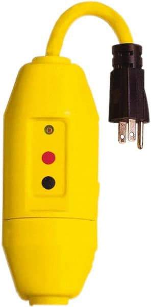Tower - 1 Outlet, 125 Volt, 15 Amp, Yellow, Load Side User Attachable Inline GFCI - 1-15P NEMA Configuration, cUL, UL File E174279 - Americas Industrial Supply