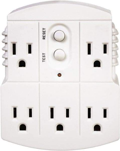 Tower - 5 Outlets, 125 Volt, 15 Amp, White, GFCI 5b Outlet Adapter - 5-15P, 5-15R NEMA Configuration, cUL, UL File E174279 - Americas Industrial Supply