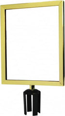 Tensator - 14-1/2" High x 14-1/2" Long x 11-1/2" Wide Barrier Sign Frame - Powder Coated Steel, Polished Brass Finish, Polished Brass, Use with Tensabarrier - Americas Industrial Supply