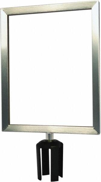 Tensator - 14-1/2" High x 14-1/2" Long x 11-1/2" Wide Barrier Sign Frame - Powder Coated Steel, Satin Chrome Finish, Satin Chrome, Use with Tensabarrier - Americas Industrial Supply
