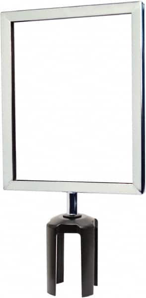 Tensator - 11-1/2" High x 11-1/2" Long x 9" Wide Barrier Sign Frame - Powder Coated Steel, Polished Chrome Finish, Polished Chrome, Use with Tensabarrier - Americas Industrial Supply