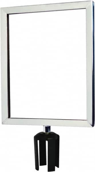 Tensator - 14-1/2" High x 14-1/2" Long x 11-1/2" Wide Barrier Sign Frame - Powder Coated Steel, Polished Chrome Finish, Polished Chrome, Use with Tensabarrier - Americas Industrial Supply