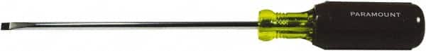 Paramount - 5/16" Blade Width, 9-27/32" OAL Standard Slotted Screwdriver - 6" Blade Length, Round Shank, Acetate with Rubber Grip Handle - Americas Industrial Supply
