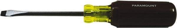 Paramount - 1/4" Blade Width, 8-1/4" OAL Standard Slotted Screwdriver - 4" Blade Length, Square Shank, Acetate with Rubber Grip Handle - Americas Industrial Supply